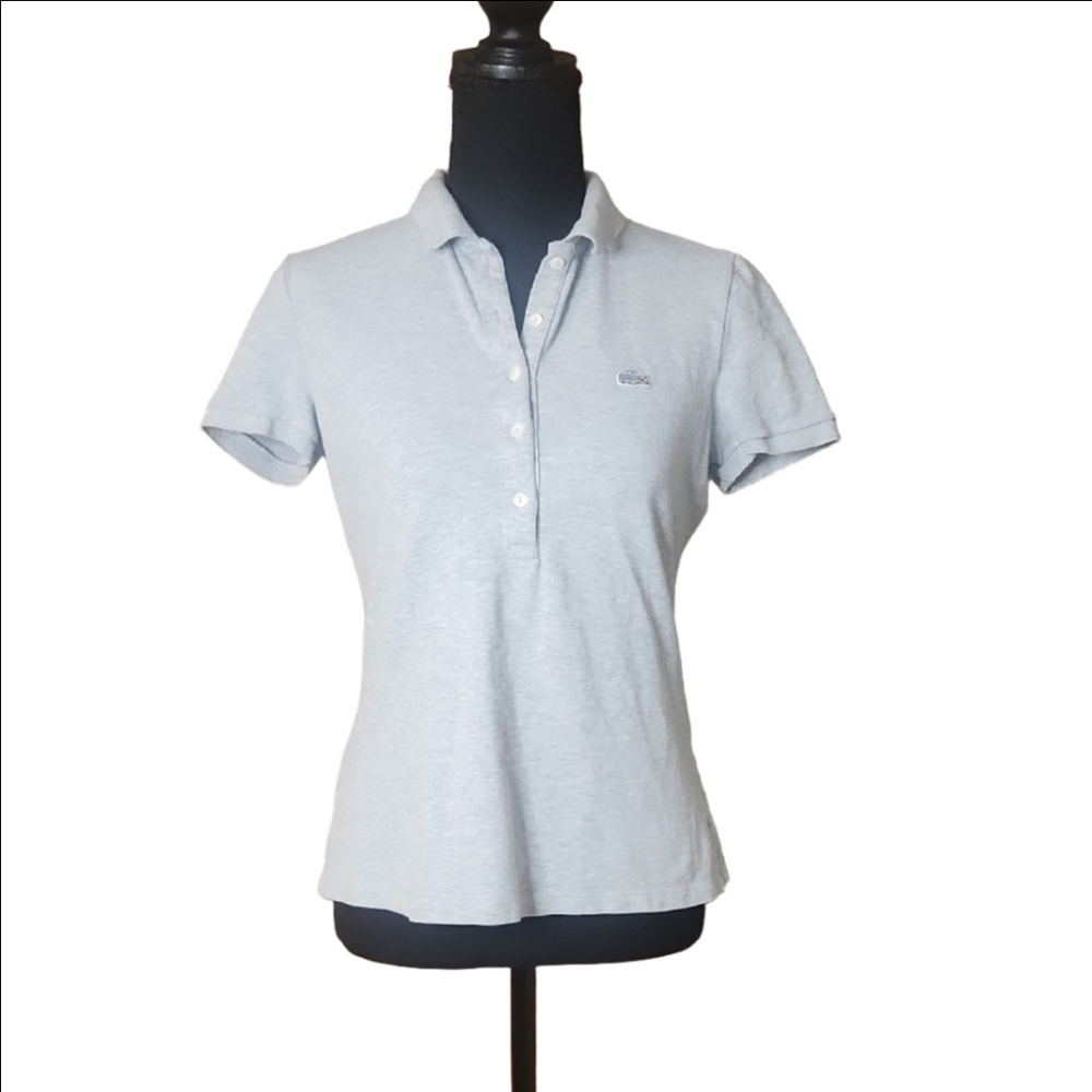 Lacoste Gray Fitted Button Down Polo Shirt, Size 38